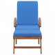 Chaise longue avec coussin bois de teck solide bleu 