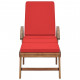 Chaise longue avec coussin bois de teck solide rouge 