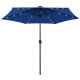 Parasol d'extérieur avec led et mât en aluminium 270 cm bleu helloshop26 02_0008076 