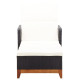 Transat chaise longue bain de soleil d'extérieur résine tressée et bois d'acacia massif - Couleur au choix Noir