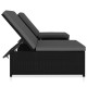 Lot de 2 transats chaise longue bain de soleil lit de jardin terrasse meuble d'extérieur avec table résine tressée noir helloshop26 02_0012131 