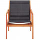 Chaise de jardin noir bois d'eucalyptus solide et textilène 
