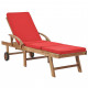 Chaises longues avec coussins 2 pcs bois de teck solide rouge 