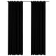 Rideaux occultants aspect lin avec crochets 2pcs 140x225cm - Couleur au choix Noir