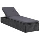 Transat chaise longue bain de soleil lit de jardin terrasse meuble d'extérieur résine tressée - Couleur au choix Noir-Gris-foncé