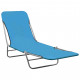 Chaises longues pliables 2 pcs acier et tissu bleu 