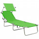 Chaise longue pliable avec auvent vert aluminium 