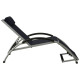 Transat chaise longue bain de soleil lit de jardin terrasse meuble d'extérieur avec oreiller textilène noir helloshop26 02_0012563 