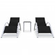 Chaises longues 2 pcs avec table aluminium noir 