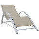 Lot de 2 transats chaise longue bain de soleil lit de jardin terrasse meuble d'extérieur avec table aluminium crème helloshop26 02_0012073 