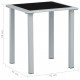 Table de jardin noir et argenté 41x41x45 cm acier et verre 