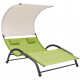 Chaise longue double avec auvent textilène - Couleur au choix Vert