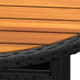 Table de jardin ø80x75 cm résine tressée et bois d'acacia noir 