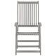 Chaises inclinables de jardin 3 pcs gris bois solide d'acacia 