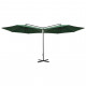 Parasol double avec mât en acier vert 600 cm 