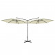 Parasol double avec mât en acier sable 600 cm 