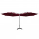 Parasol double avec mât en acier rouge bordeaux 600 cm 