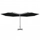 Parasol double avec mât en acier noir 600 cm 