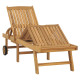 Transat chaise longue bain de soleil lit de jardin terrasse meuble d'extérieur bois de teck solide helloshop26 02_0012713 