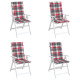 Coussins de chaise jardin dossier haut lot de 4 carreaux rouges 