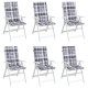 Coussins de chaise jardin à dossier haut lot de 6 carreaux gris 