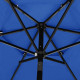 Parasol à 3 niveaux avec mât en aluminium bleu azuré 2,5 m 