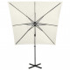 Parasol déporté avec mât et lumières led sable 250 cm 