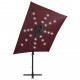  Parasol déporté avec mât et lumières LED Rouge bordeaux 250 cm 