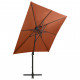  Parasol déporté avec mât et lumières LED Terre cuite 250 cm 