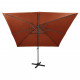  Parasol déporté avec mât et lumières LED Terre cuite 300 cm 