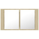 Armoire à miroir à led de bain 80 x 12 x 45 acrylique chêne helloshop26 02_0006748 