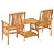 Chaises de jardin avec table à thé et coussins acacia solide 