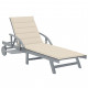 Chaise longue de jardin avec coussin bois d'acacia solide - Couleur au choix Crème