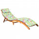 Chaise longue de jardin avec coussin bois d'acacia solide - Couleur au choix motif feuilles