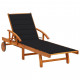 Chaise longue de jardin avec coussin bois d'acacia solide - Couleur au choix Noir