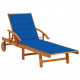 Chaise longue de jardin avec coussin bois d'acacia solide - Couleur au choix Bleu-royal
