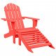 Chaise de jardin adirondack avec pouf bois de sapin - Couleur au choix Rouge
