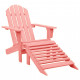 Chaise de jardin adirondack avec pouf bois de sapin - Couleur au choix Rose