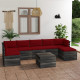 Salon palette de jardin 8 pcs avec coussins bois de pin massif – Couleur au choix Rouge-bordeaux