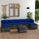Salon palette de jardin 8 pcs avec coussins bois de pin massif – Couleur au choix Bleu-royal