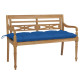 Banc de jardin meuble de patio d'extérieur terrasse avec coussin 120 x 51,5 x 84 cm bois de teck massif - Couleur au choix Bleu