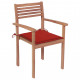 Chaises de jardin 2 pcs avec coussins rouge bois de teck massif 