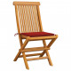 Chaises de jardin avec coussins rouge 4 pcs bois de teck massif 