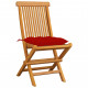 Chaises de jardin avec coussins rouge 4 pcs bois de teck massif 