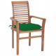 Chaises à dîner 2 pcs avec coussins vert bois de teck solide 