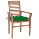 Chaises à dîner 4 pcs avec coussins vert bois de teck solide 