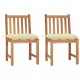 Chaises de jardin 2 pcs avec coussins bois de teck massif - Couleur au choix Crème