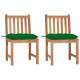 Chaises de jardin 2 pcs avec coussins bois de teck massif - Couleur au choix Vert