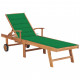 Chaise longue avec coussin bois de teck solide - Couleur au choix Vert