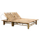 Transat chaise longue bambou bain de soleil d'extérieur pour 2 personnes avec coussins - Couleur au choix 